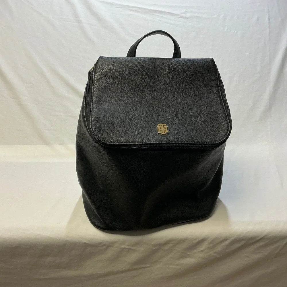 Tommy‎ Hilfiger Black Convertible Backpack Shoulder Bag Purse Red White Blue